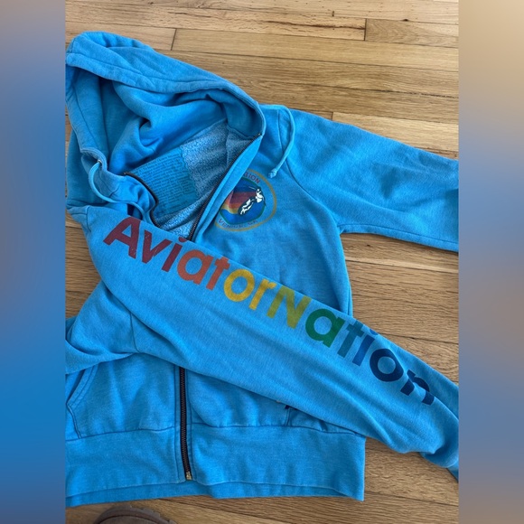 Aviator Nation Blue Zip Up Hoodie Sweatshirt Jacket Venice, CA - Picture 7 of 10